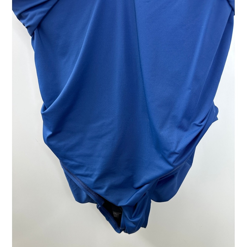 Sundance One Piece Swimsuit Blue Twist Front Ruched Stretch Womens Size XXL - Picture 4 of 9